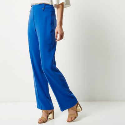 Blue high waisted wide leg trousers